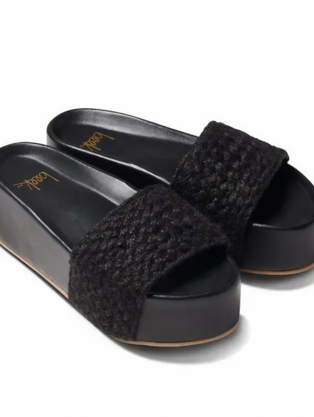 beek  Albatross Jute  Black Woven Slide Sandal Heels